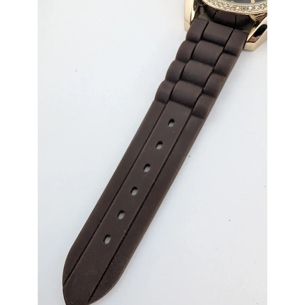 Charming Charlie Women's Watch 44mm Case Brown Silicone Band- New Battery